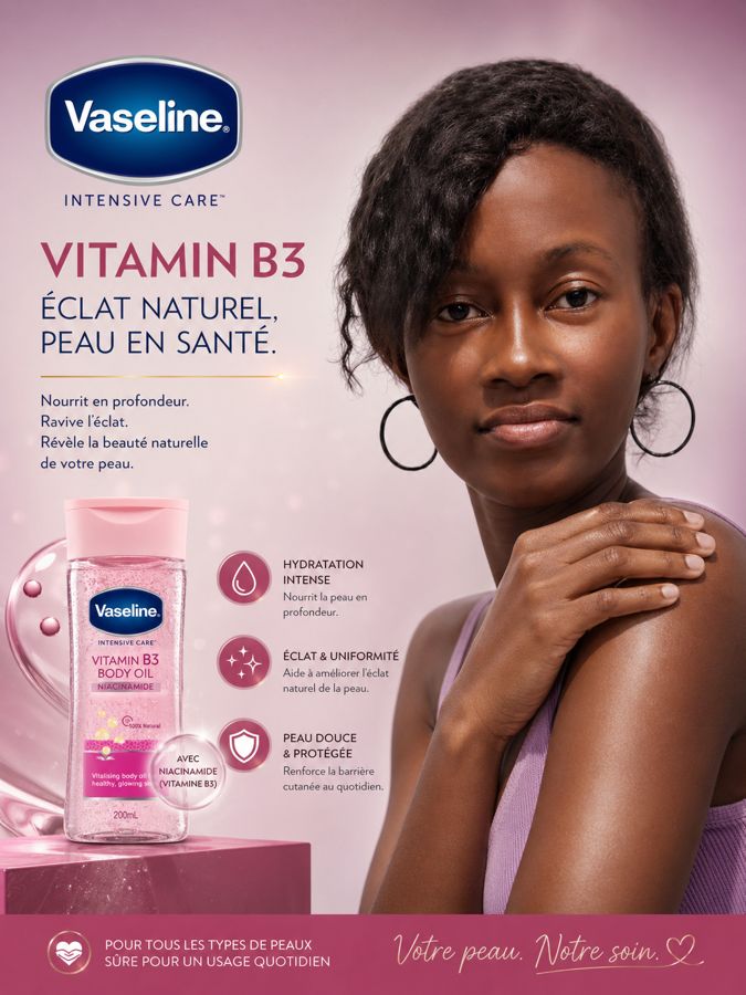 Vaseline Vitamine B3, éclat naturel, peau en santé