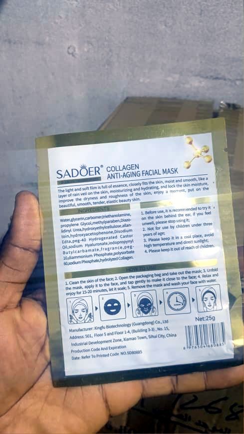 Masque Collagène Sadoer, composition et mode d'emploi